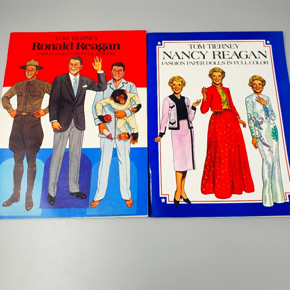 Set Of 2 Vintage Ronald & Nancy Reagan Paper Doll Books By Tom Tierney